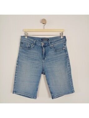 Calvin Klein Jeans Women's 12 Bermuda Denim Shorts Blue Stretch 10" Inseam